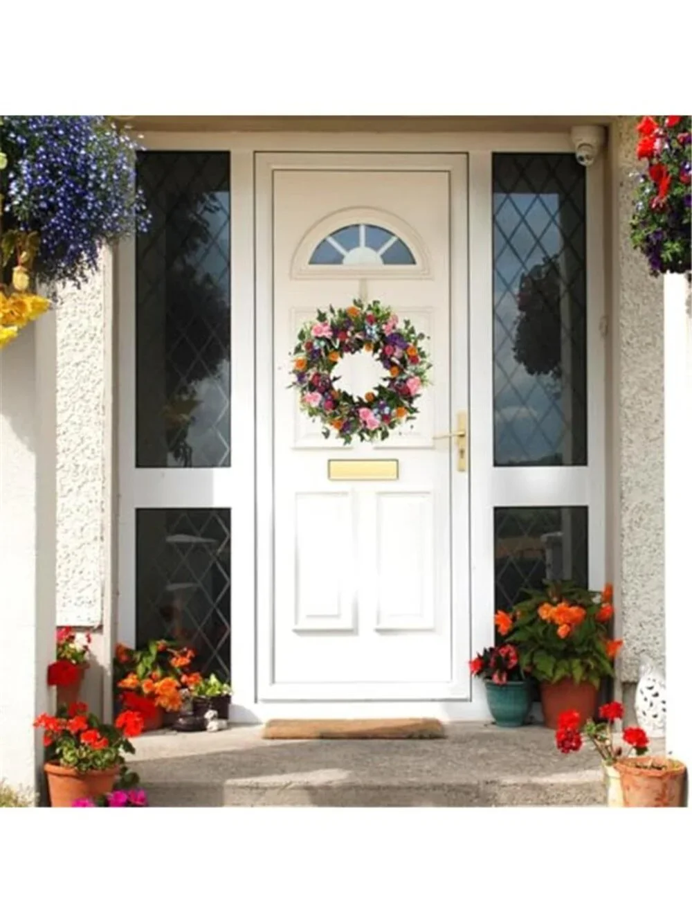 Spring Summer Wreaths for Front Door Pansy Wreath with Pink Cherry Blossoms